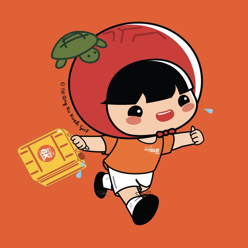 Ang Ku Kueh Girl carrying a Global 6K for Water jerry can