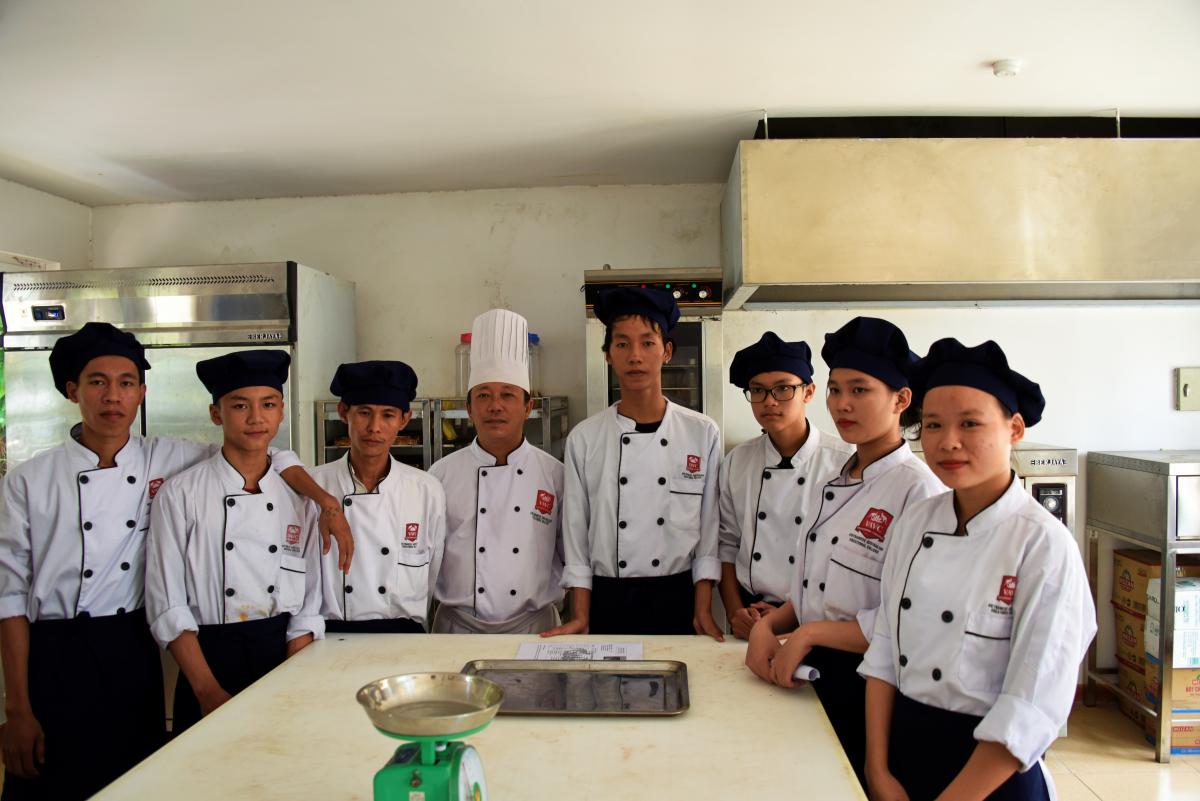 Baking with the youths at the vocational skills training centre