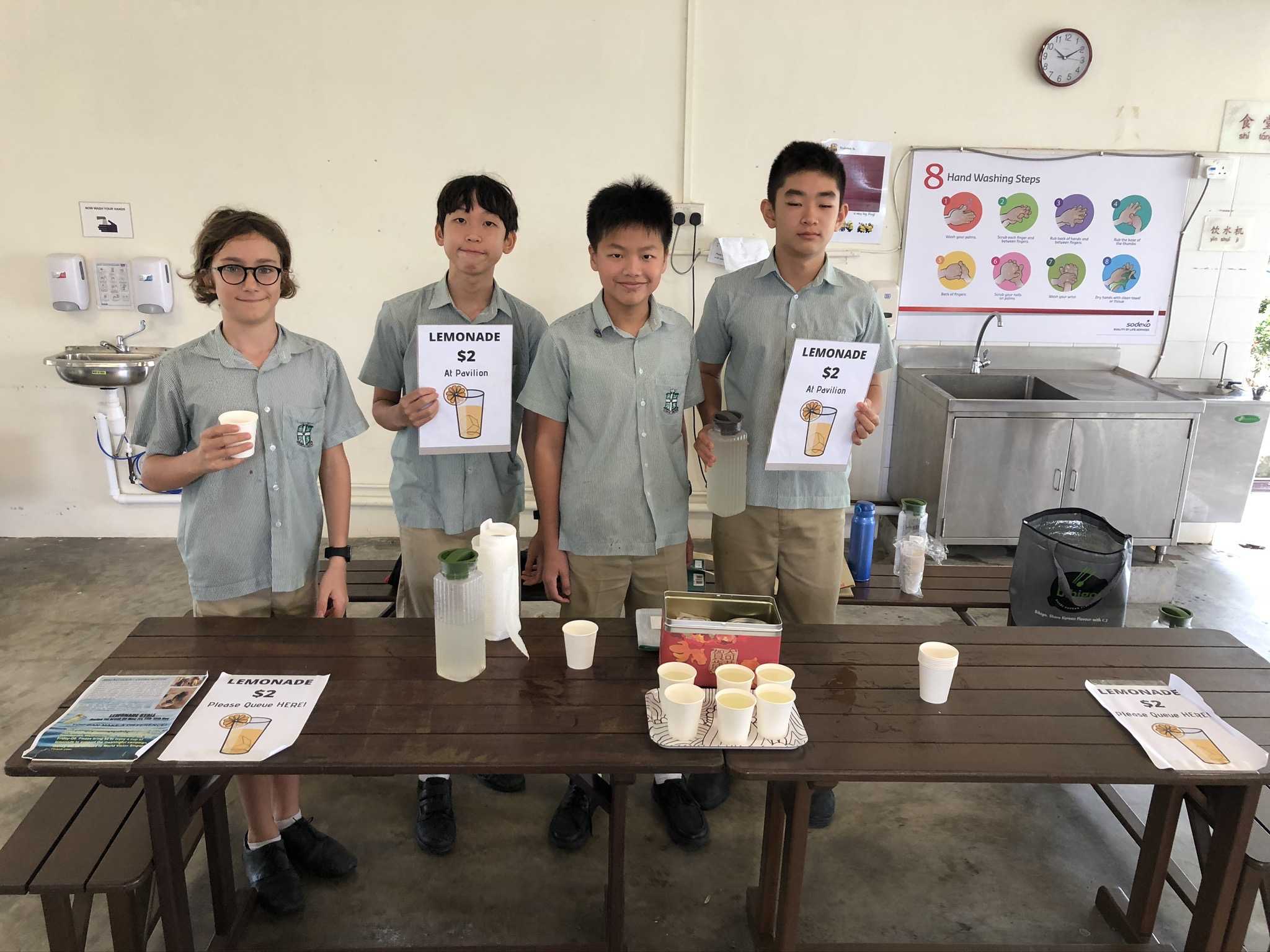 My friends and I getting ready to sell lemonade!