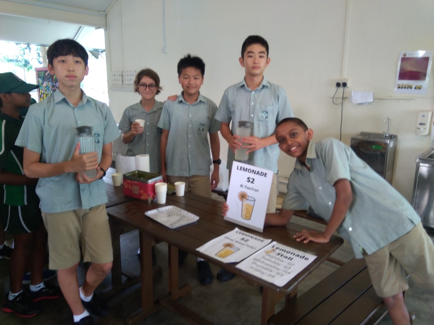 My friends and I getting ready for lemonade sales!