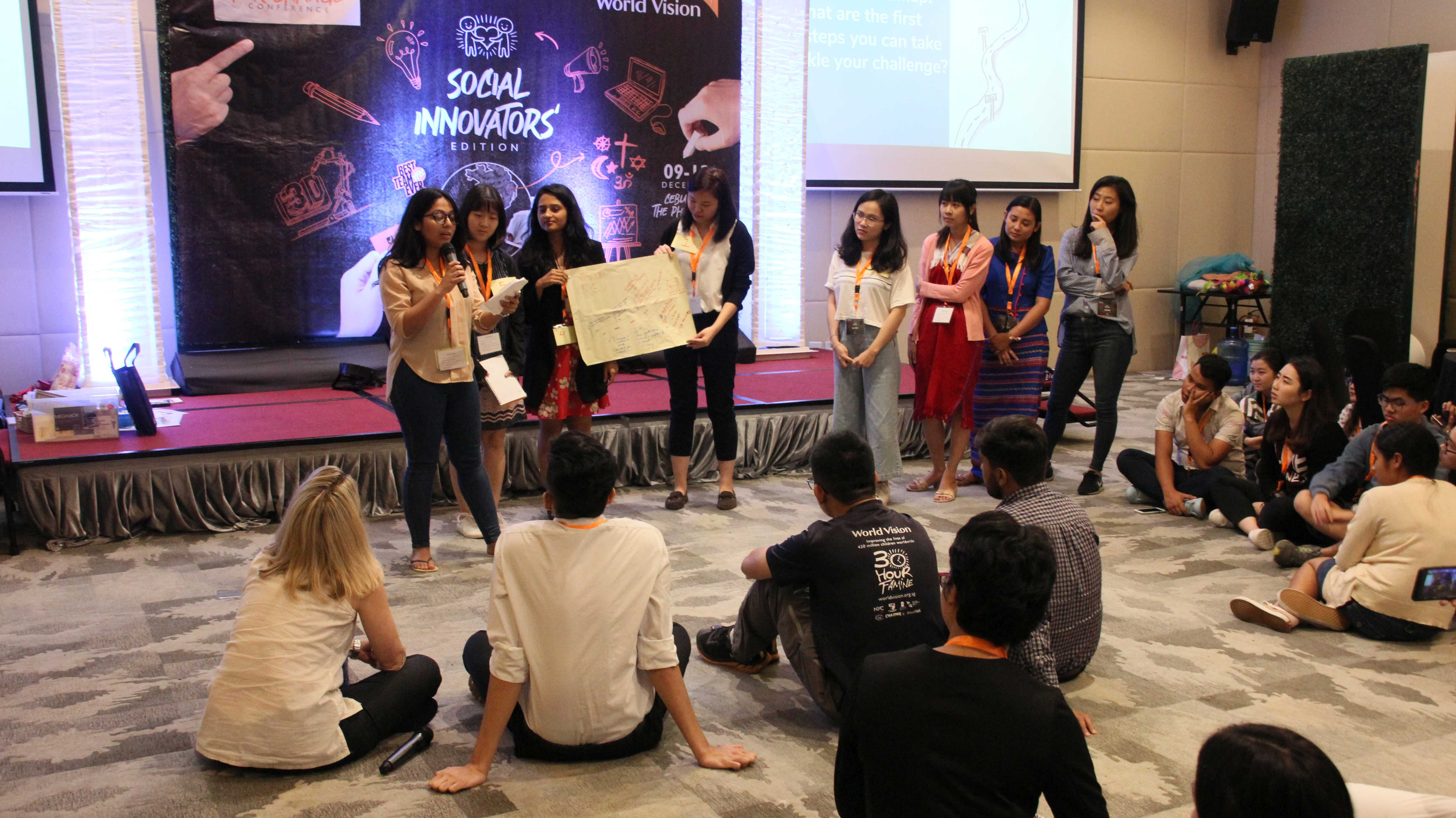 Youths sharing their proposals on how to innovate for good.