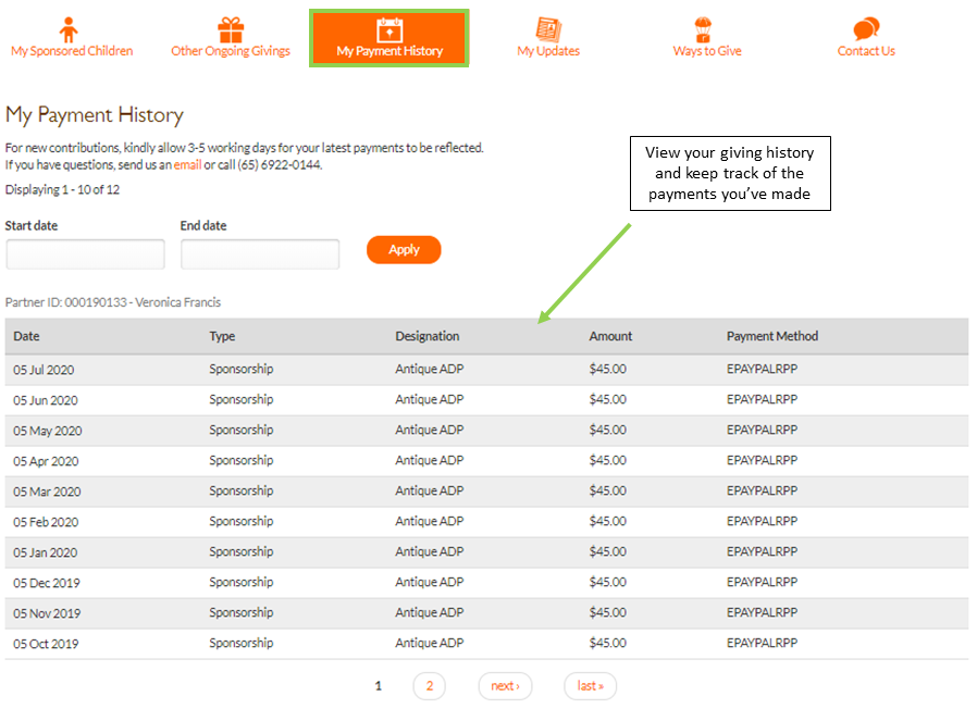 Step 4: Keep Track of your Payment History