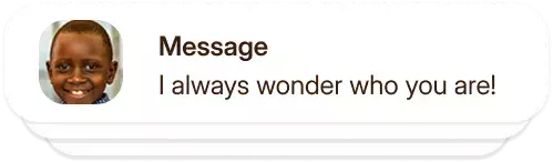 Child sending across messages or letters to sponsor