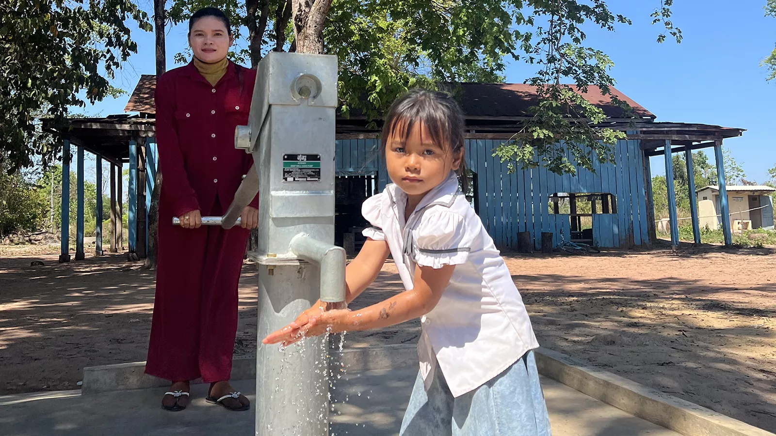 Child having access to clean water