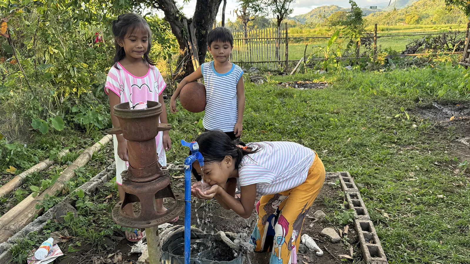 Children in Antique, Philippines having access to clean water