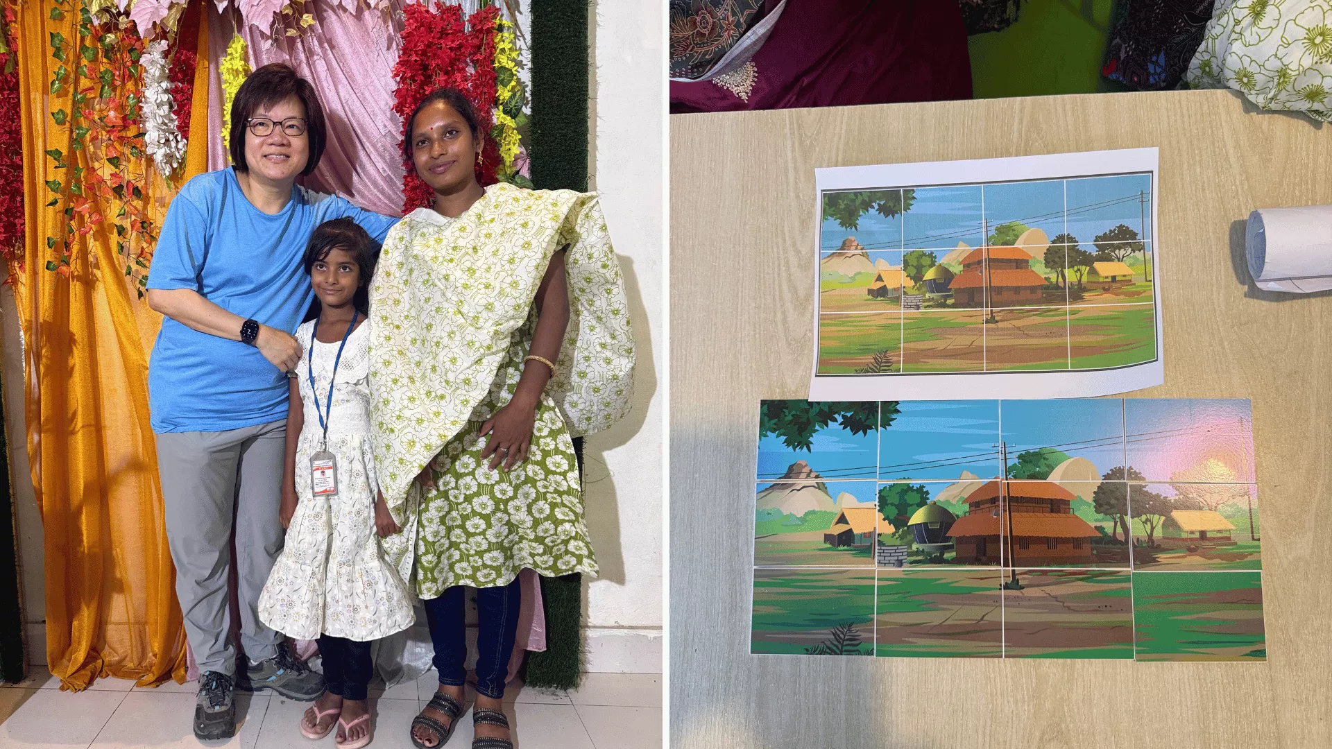 Carmen Low, a child sponsor, with her sponsored child and child's mother in Wazirpur, Bangladesh