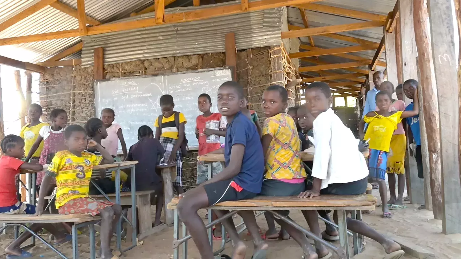 children from Sioma Zambia in their school